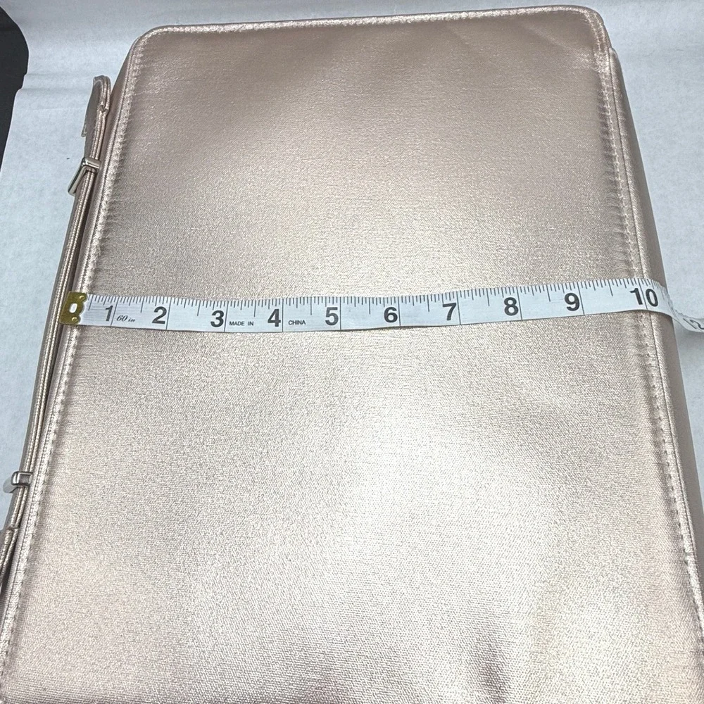 Lancome Paris Metallic Rose Gold Embossed Rose Makeup Train Case Travel Bag